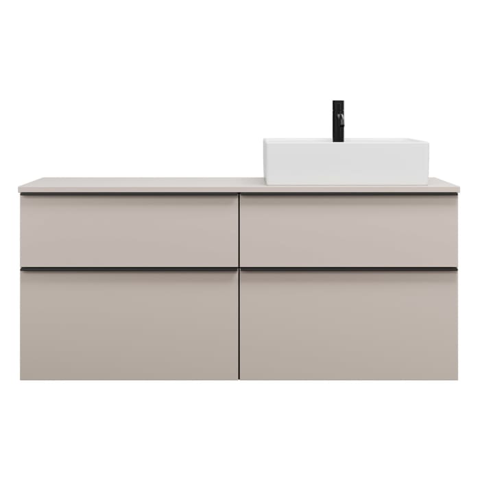 burgbad Eqio Waschtischunterschrank mit Konsolenplatte 140 cm, rechts, mit Griffleiste G0252