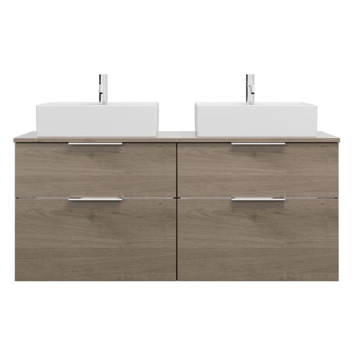 burgbad Eqio Waschtischunterschrank mit Konsolenplatte 140 cm, links und rechts, mit Griff G0146