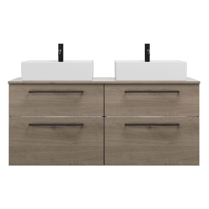 burgbad Eqio Waschtischunterschrank mit Konsolenplatte 140 cm, links und rechts, mit Stangengriff G0234