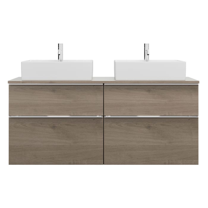 burgbad Eqio Waschtischunterschrank mit Konsolenplatte 140 cm, links und rechts, mit Griffleiste G0251