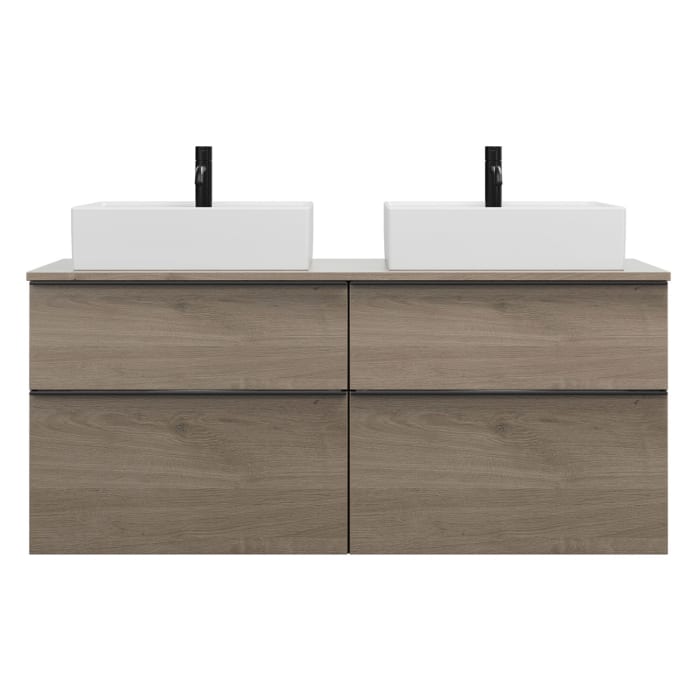 burgbad Eqio Waschtischunterschrank mit Konsolenplatte 140 cm, links und rechts, mit Griffleiste G0252