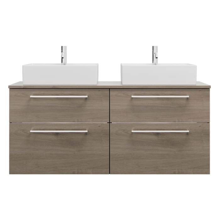 burgbad Eqio Waschtischunterschrank mit Konsolenplatte 140 cm, links und rechts, mit Stangengriff P95