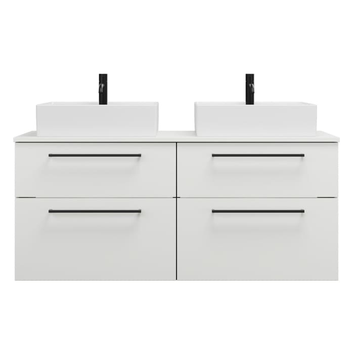 burgbad Eqio Waschtischunterschrank mit Konsolenplatte 140 cm, links und rechts, mit Stangengriff G0234