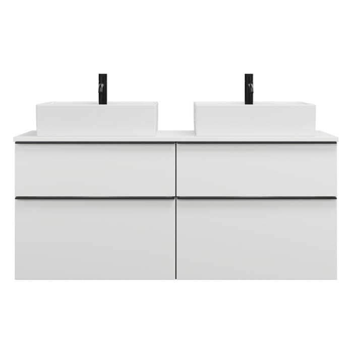 burgbad Eqio Waschtischunterschrank mit Konsolenplatte 140 cm, links und rechts, mit Griffleiste G0252