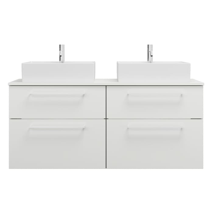 burgbad Eqio Waschtischunterschrank mit Konsolenplatte 140 cm, links und rechts, mit Stangengriff P95