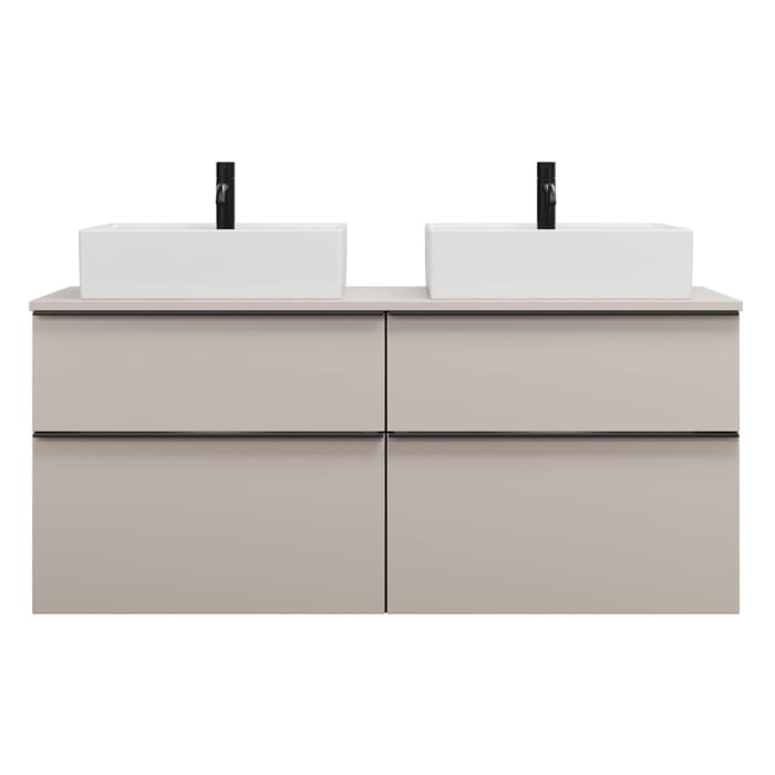 burgbad Eqio Waschtischunterschrank mit Konsolenplatte 140 cm, links und rechts, mit Griffleiste G0252