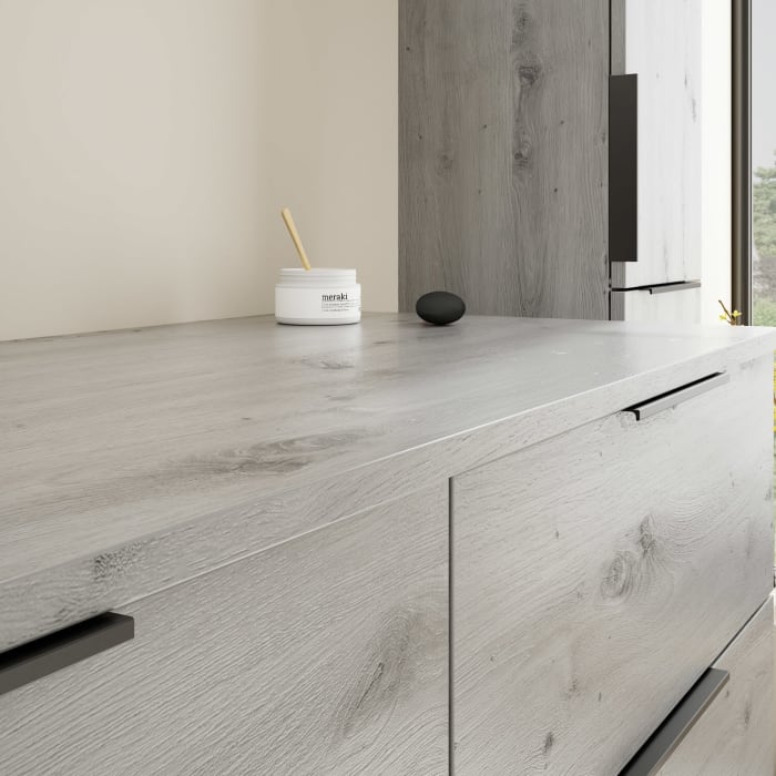 burgbad Eqio Waschtischunterschrank mit Konsolenplatte 140 cm, links, mit Griff G0200