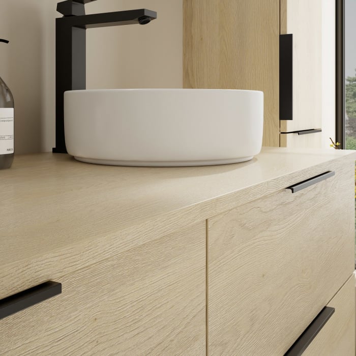 burgbad Eqio Waschtischunterschrank mit Konsolenplatte 140 cm, rechts, mit Griff G0200