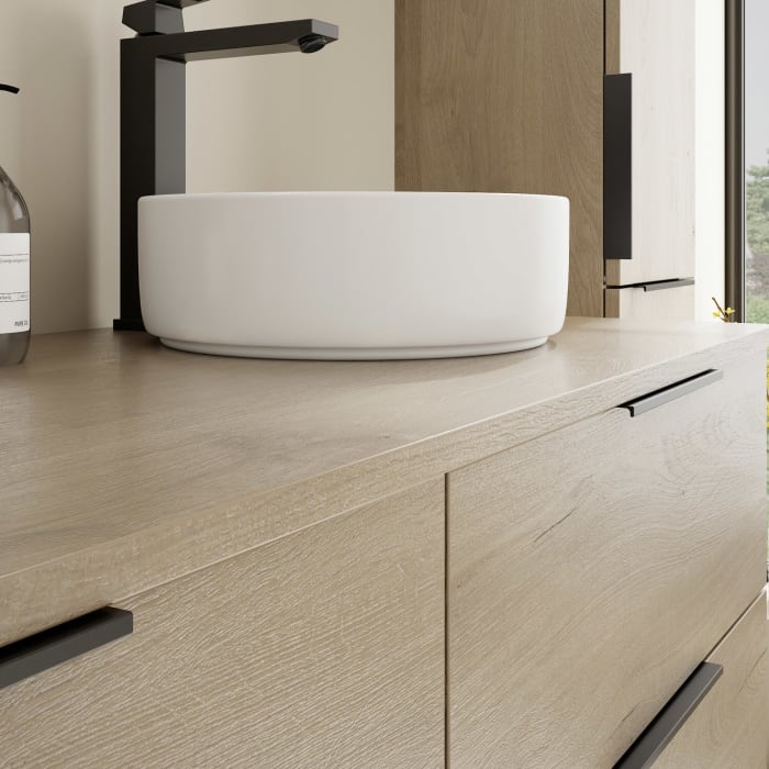 burgbad Eqio Waschtischunterschrank mit Konsolenplatte 140 cm, rechts, mit Griff G0200