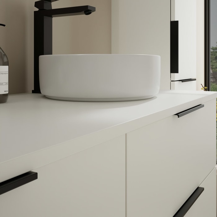 burgbad Eqio Waschtischunterschrank mit Konsolenplatte 140 cm, rechts, mit Griff G0200