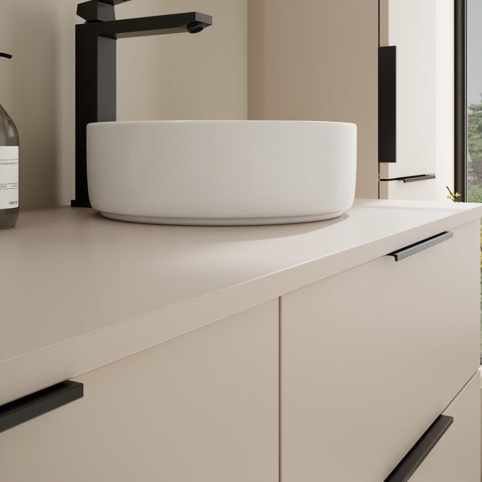 burgbad Eqio Waschtischunterschrank mit Konsolenplatte 140 cm, rechts, mit Griff G0200