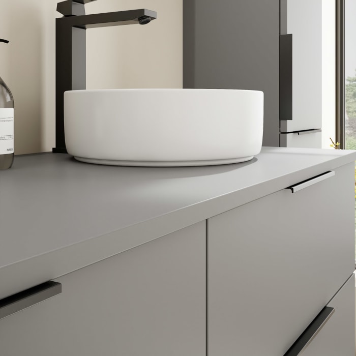 burgbad Eqio Waschtischunterschrank mit Konsolenplatte 140 cm, rechts, mit Griff G0200