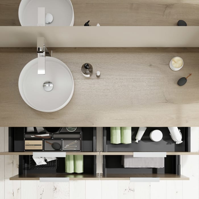 burgbad Eqio Waschtischunterschrank mit Konsolenplatte 140 cm, links, mit Griff G0146