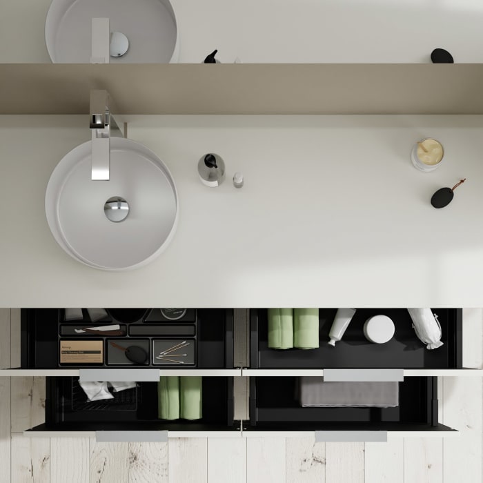 burgbad Eqio Waschtischunterschrank mit Konsolenplatte 140 cm, links, mit Griff G0146