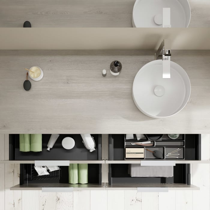 burgbad Eqio Waschtischunterschrank mit Konsolenplatte 140 cm, rechts, mit Griff G0146