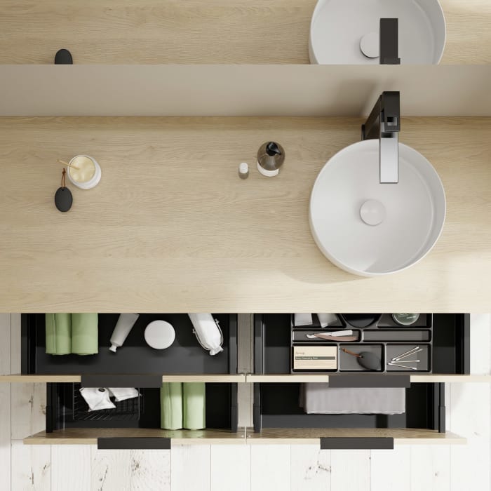 burgbad Eqio Waschtischunterschrank mit Konsolenplatte 140 cm, rechts, mit Griff G0200