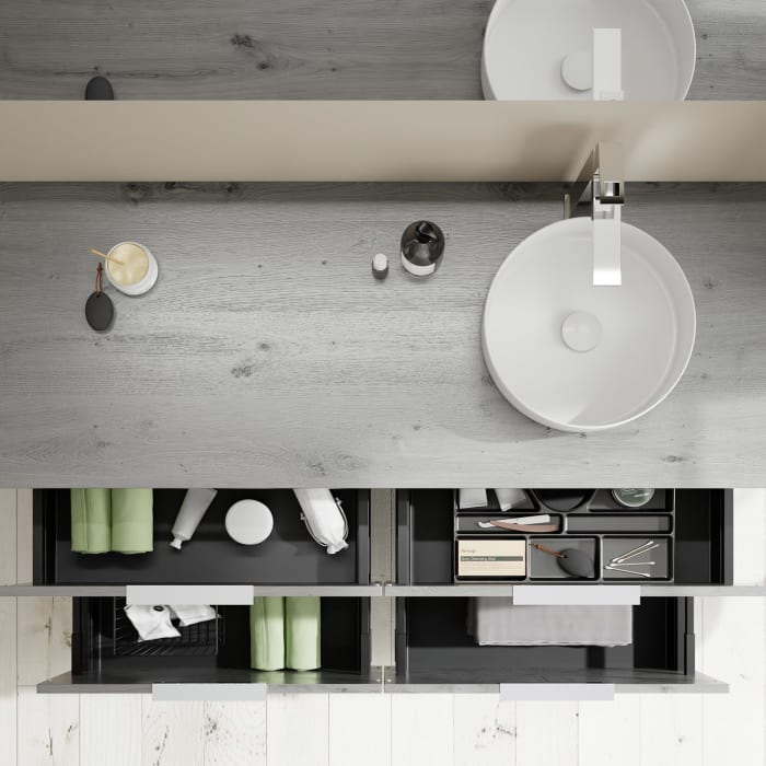 burgbad Eqio Waschtischunterschrank mit Konsolenplatte 140 cm, rechts, mit Griff G0146