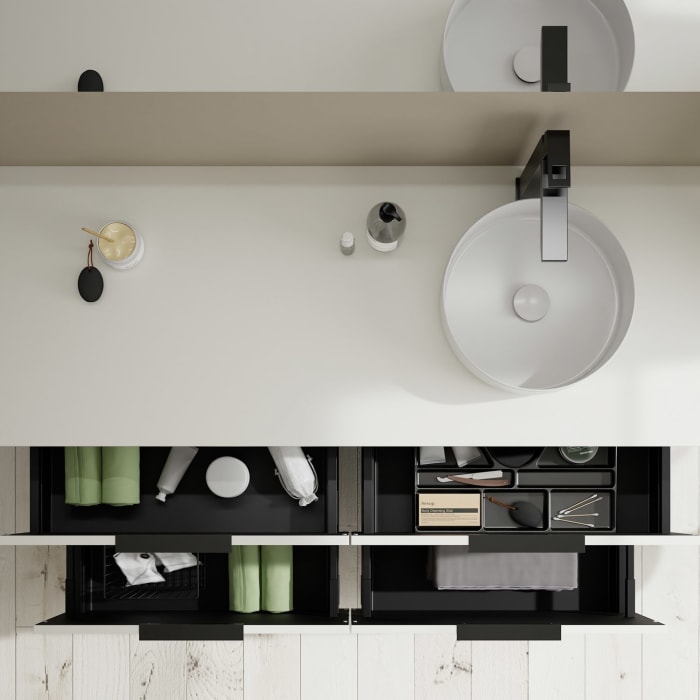 burgbad Eqio Waschtischunterschrank mit Konsolenplatte 140 cm, rechts, mit Griff G0200