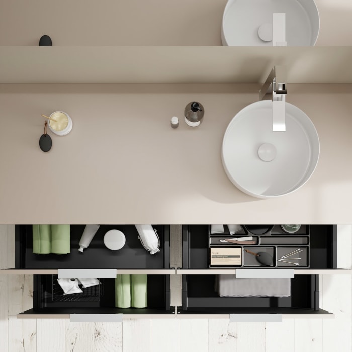 burgbad Eqio Waschtischunterschrank mit Konsolenplatte 140 cm, rechts, mit Griff G0146