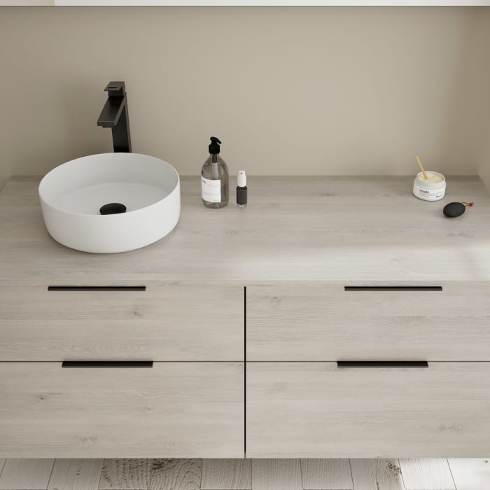 burgbad Eqio Waschtischunterschrank mit Konsolenplatte 140 cm, links, mit Griff G0200