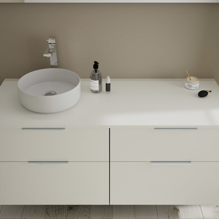 burgbad Eqio Waschtischunterschrank mit Konsolenplatte 140 cm, links, mit Griff G0146