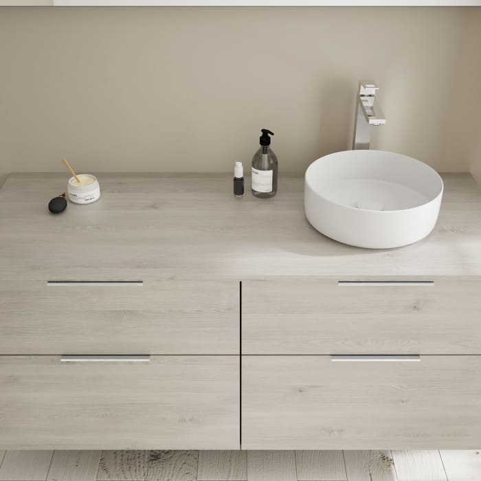 burgbad Eqio Waschtischunterschrank mit Konsolenplatte 140 cm, rechts, mit Griff G0146