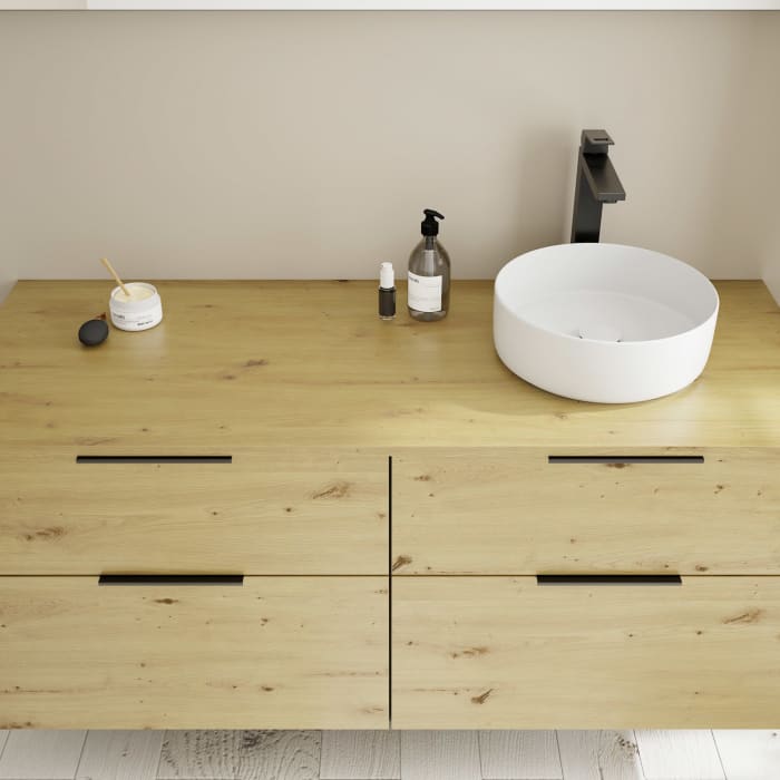 burgbad Eqio Waschtischunterschrank mit Konsolenplatte 140 cm, rechts, mit Griff G0200