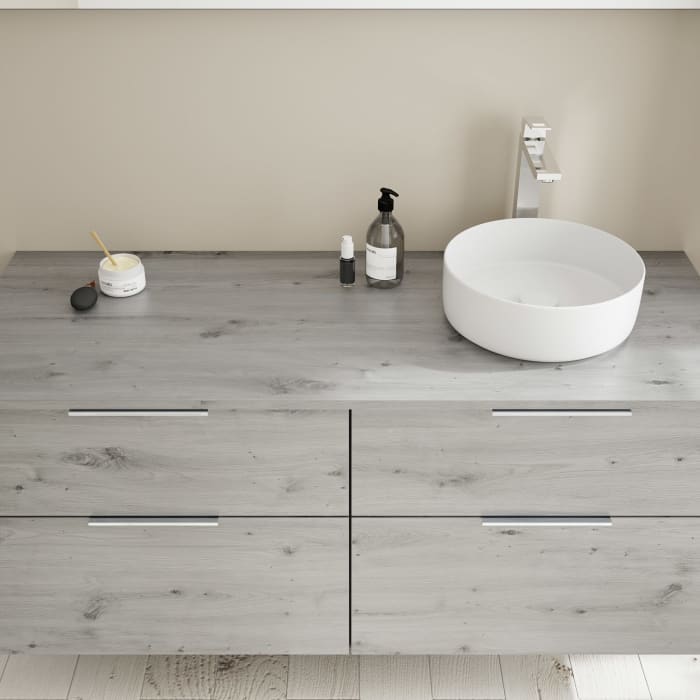 burgbad Eqio Waschtischunterschrank mit Konsolenplatte 140 cm, rechts, mit Griff G0146