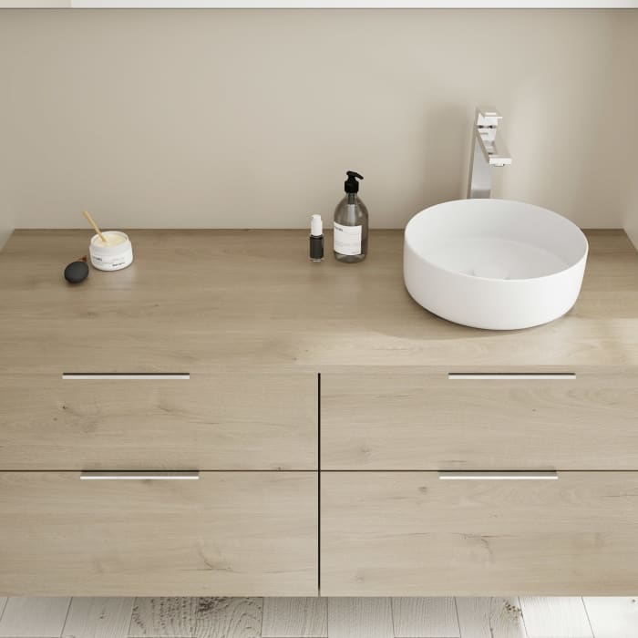 burgbad Eqio Waschtischunterschrank mit Konsolenplatte 140 cm, rechts, mit Griff G0146