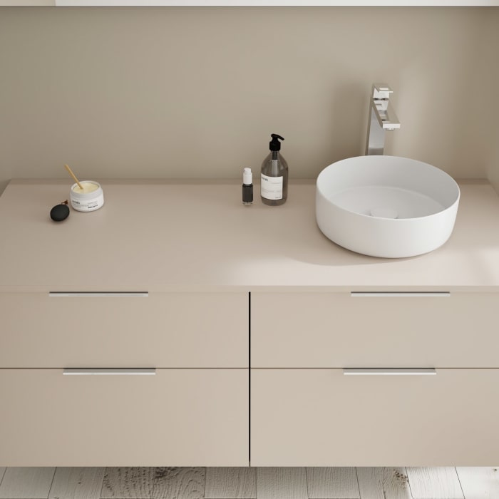 burgbad Eqio Waschtischunterschrank mit Konsolenplatte 140 cm, rechts, mit Griff G0146