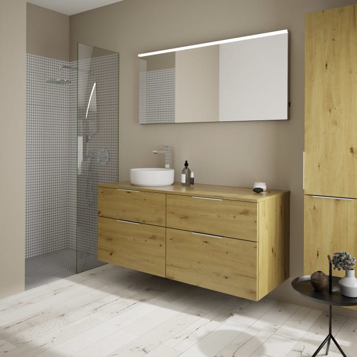 burgbad Eqio Waschtischunterschrank mit Konsolenplatte 140 cm, links, mit Griff G0146