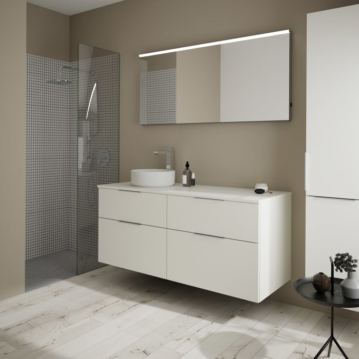 burgbad Eqio Waschtischunterschrank mit Konsolenplatte 140 cm, links, mit Griff G0146