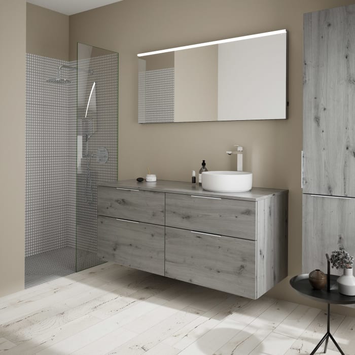 burgbad Eqio Waschtischunterschrank mit Konsolenplatte 140 cm, rechts, mit Griff G0146