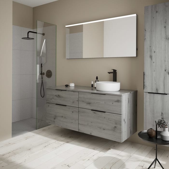 burgbad Eqio Waschtischunterschrank mit Konsolenplatte 140 cm, rechts, mit Griff G0200