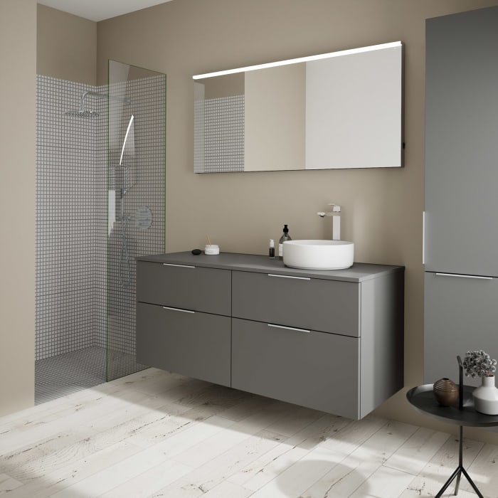 burgbad Eqio Waschtischunterschrank mit Konsolenplatte 140 cm, rechts, mit Griff G0146