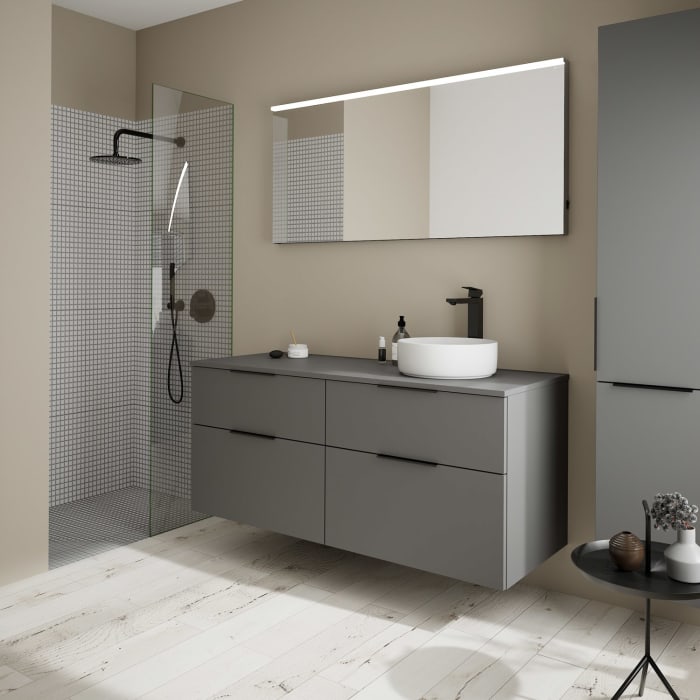 burgbad Eqio Waschtischunterschrank mit Konsolenplatte 140 cm, rechts, mit Griff G0200