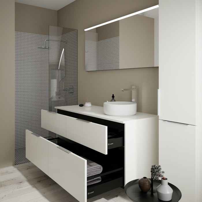 burgbad Eqio Waschtischunterschrank mit Konsolenplatte 140 cm, rechts, mit Griff G0146