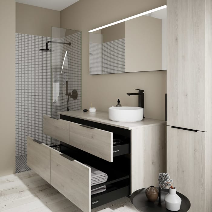 burgbad Eqio Waschtischunterschrank mit Konsolenplatte 140 cm, rechts, mit Griff G0200