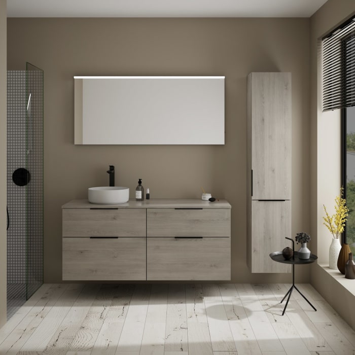 burgbad Eqio Waschtischunterschrank mit Konsolenplatte 140 cm, links, mit Griff G0200