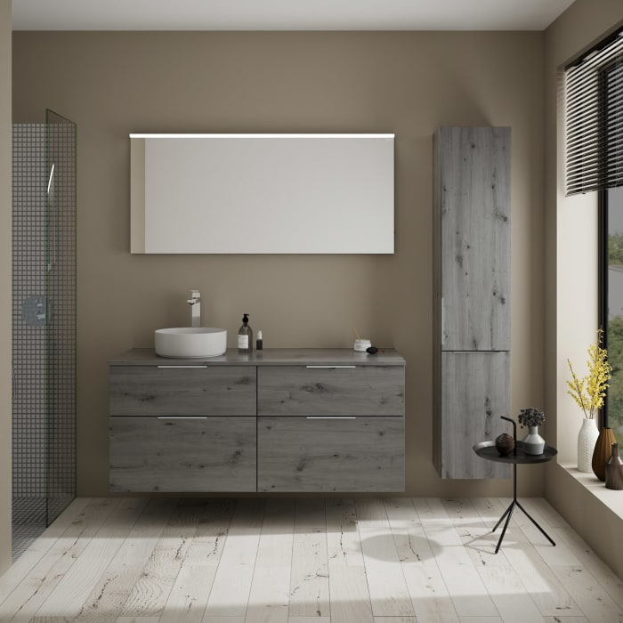 burgbad Eqio Waschtischunterschrank mit Konsolenplatte 140 cm, links, mit Griff G0146