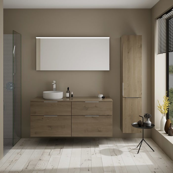 burgbad Eqio Waschtischunterschrank mit Konsolenplatte 140 cm, links, mit Griff G0146