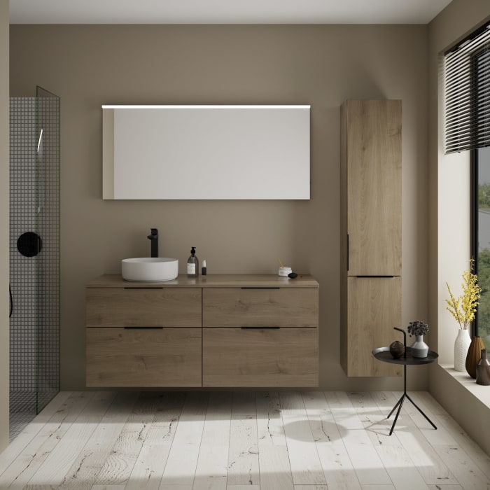 burgbad Eqio Waschtischunterschrank mit Konsolenplatte 140 cm, links, mit Griff G0200