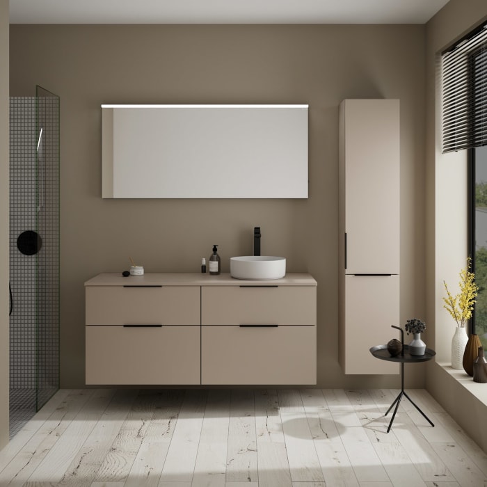 burgbad Eqio Waschtischunterschrank mit Konsolenplatte 140 cm, rechts, mit Griff G0200