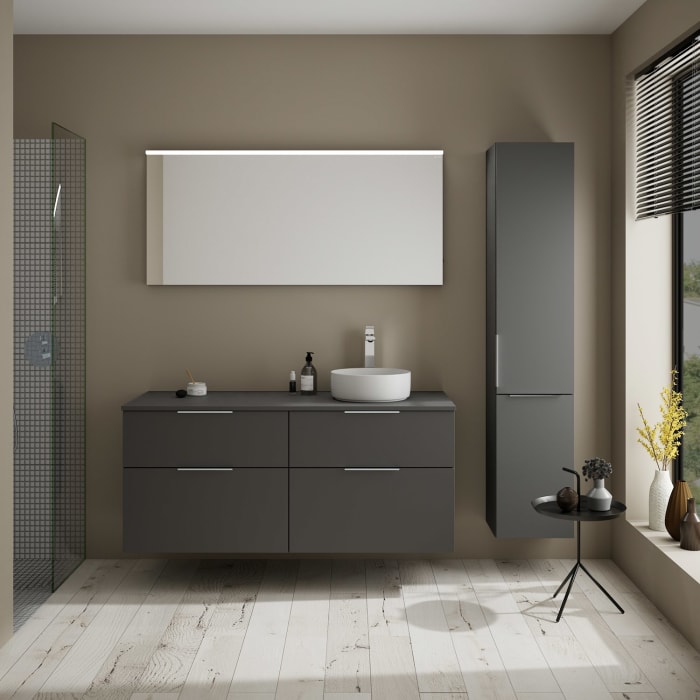 burgbad Eqio Waschtischunterschrank mit Konsolenplatte 140 cm, rechts, mit Griff G0146