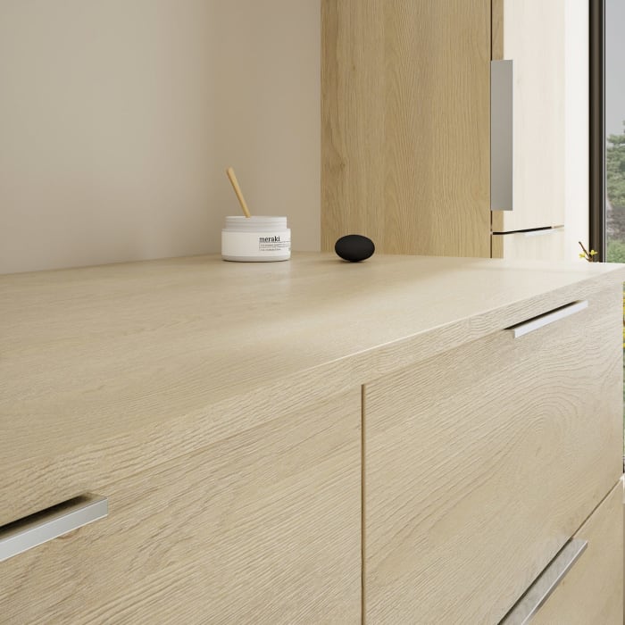 burgbad Eqio Waschtischunterschrank mit Konsolenplatte 140 cm, links, mit Griff G0146