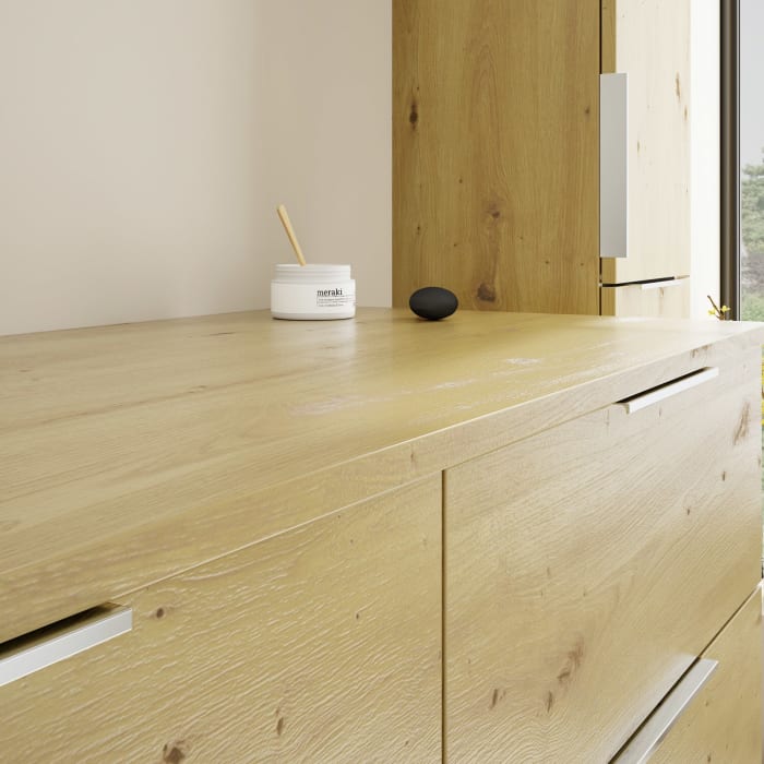 burgbad Eqio Waschtischunterschrank mit Konsolenplatte 140 cm, links, mit Griff G0146