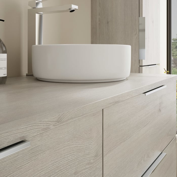 burgbad Eqio Waschtischunterschrank mit Konsolenplatte 140 cm, rechts, mit Griff G0146