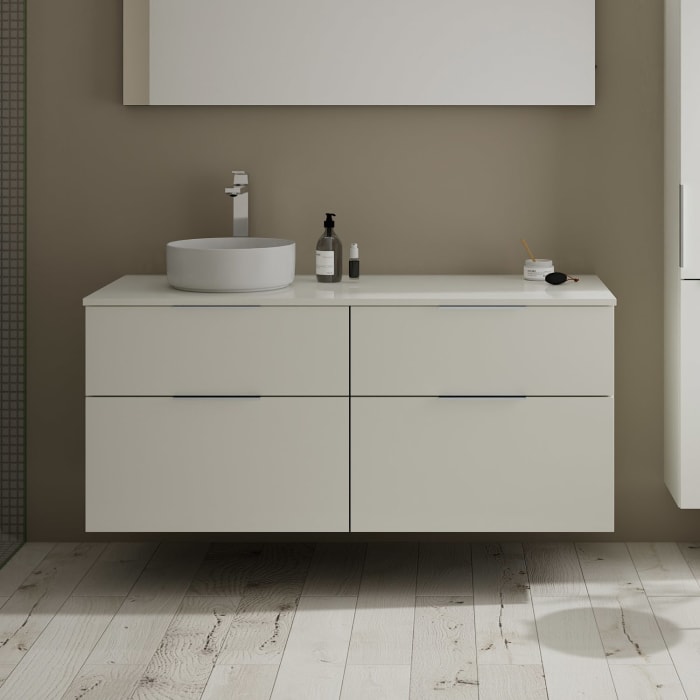 burgbad Eqio Waschtischunterschrank mit Konsolenplatte 140 cm, links, mit Griff G0146