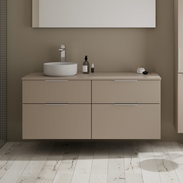 burgbad Eqio Waschtischunterschrank mit Konsolenplatte 140 cm, links, mit Griff G0146