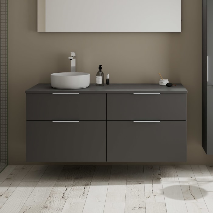 burgbad Eqio Waschtischunterschrank mit Konsolenplatte 140 cm, links, mit Griff G0146